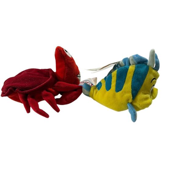 Disney Store Little Mermaid Sebastian Flounder Bean Bag Stuffed Plush Lot - Picture 4 of 8